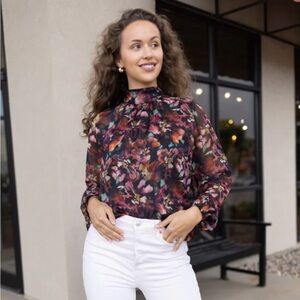 123 NWT Misa $255 Floral long sleeve Blouse XS